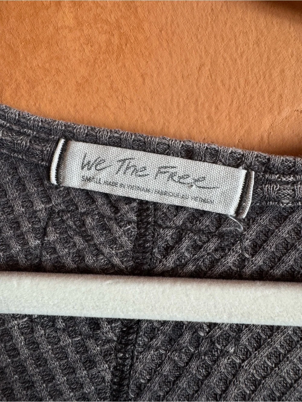 Free People We The Free Waffle Knit Thermal Top Oversized V Neck Slouchy - Picture 2 of 7